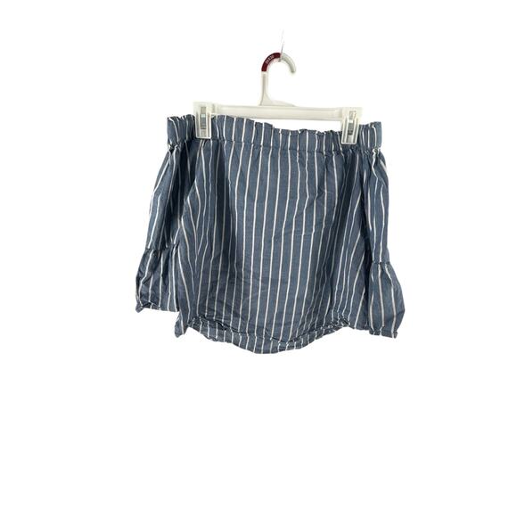 Hint of Blush Blue Striped Off-The-Shoulder Blouse Women's Size Small - Picture 5 of 6